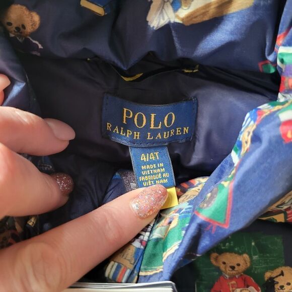 New Polo Bear Ralph Lauren Boy Water Repellent Navy Down Hood Pony Jacket - Picture 14 of 16